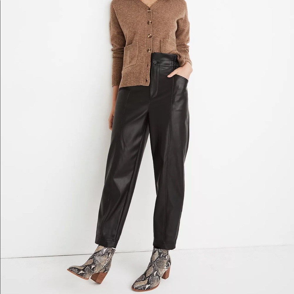 Madewell Vegan Leather Pull-On Paperbag Pants